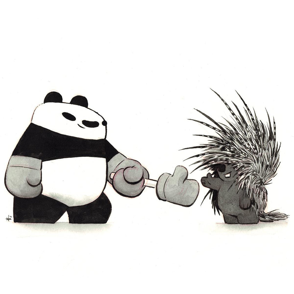 Original Framed Art - Porcupine Panda by Punching Pandas