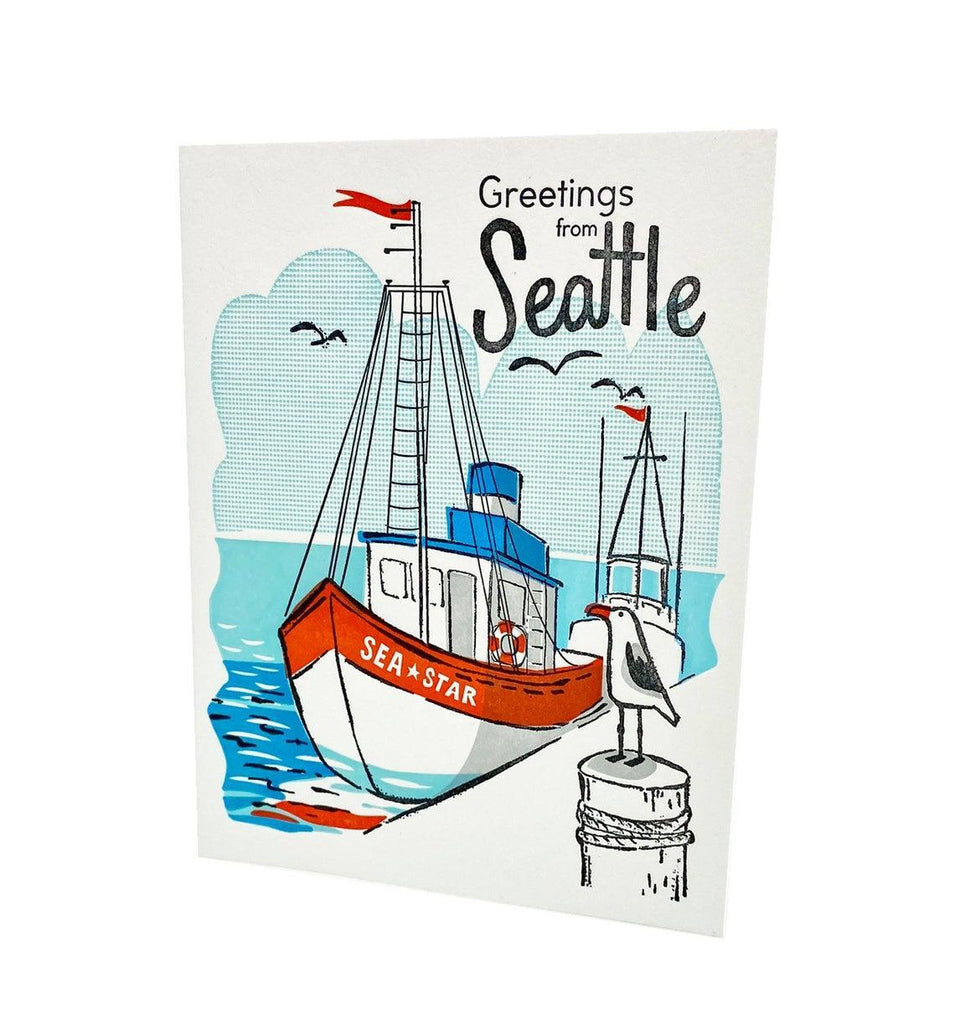Card - Seattle - Greeting from Seattle Dock by Ilee Papergoods