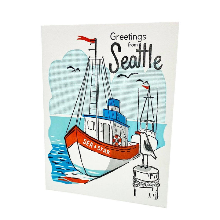 Card - Seattle - Greetings from Seattle Dock by Ilee Papergoods
