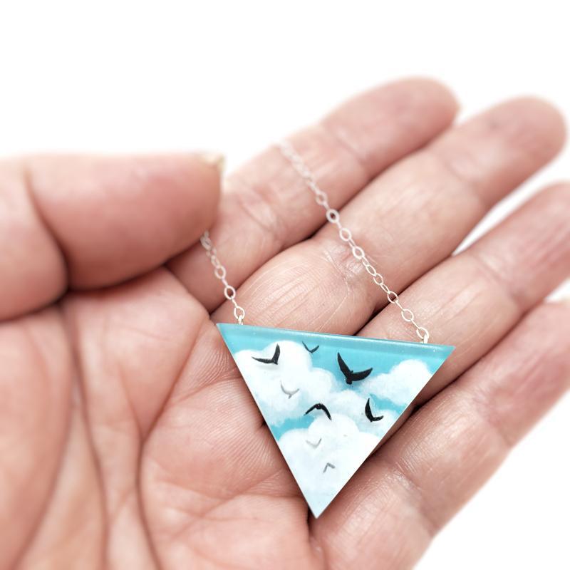 Necklace - Triangle Sky Painted by Fernworks