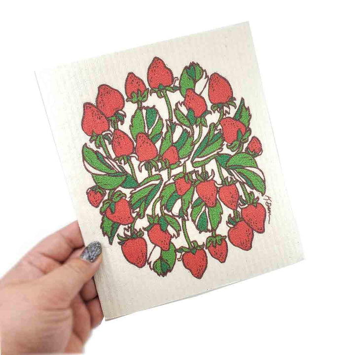 Swedish Dish Cloth - Strawberries by Little Green