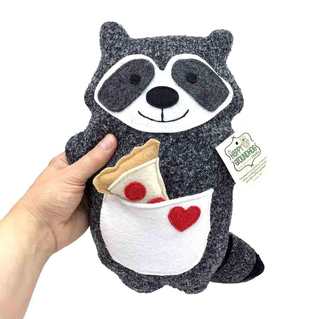 Plush - Raccoon with Pizza Slice Treat by Happy Groundhog Studio