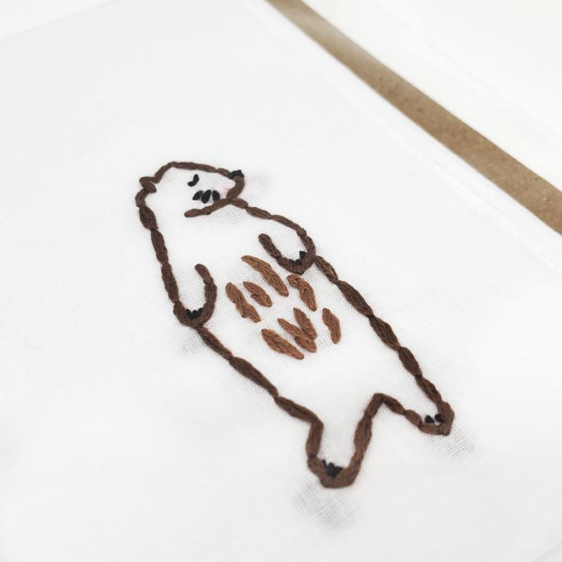 Hankie - Embroidered Otter by Wren Bird Arts
