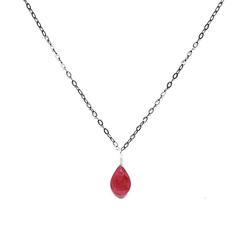 Necklace - Sookie Ruby Gemstone Oxidized Sterling by Foamy Wader