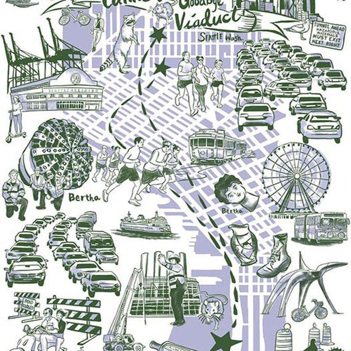 Tea Towel - Viaduct Green Lavender by Oliotto