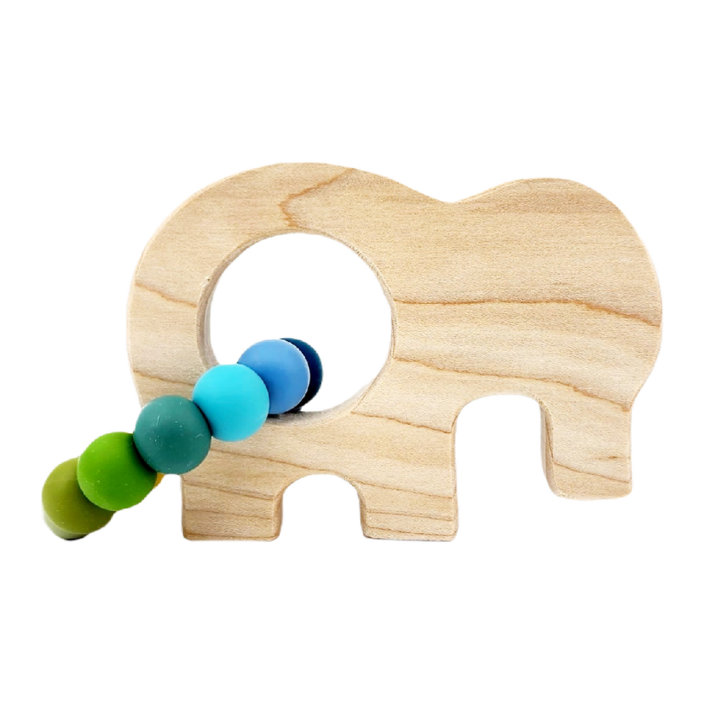 Wooden Grasping Toy - Elephant (Mountain) with Teething Beads by Bannor Toys
