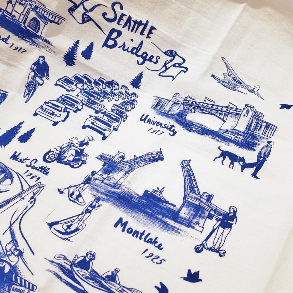 Tea Towels - Seattle Bridges by Oliotto