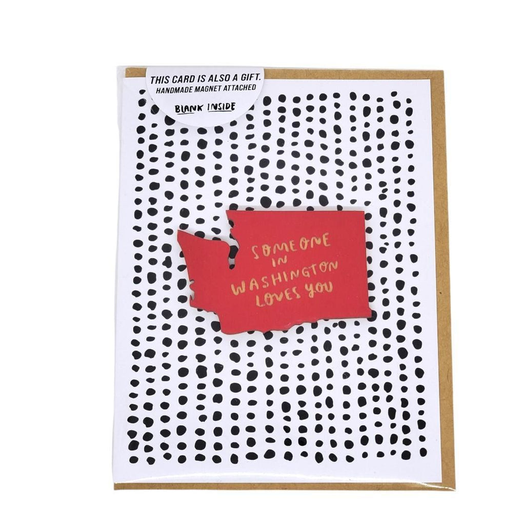 Magnet Card - Someone in WA Loves You - Red WA State by SnowMade
