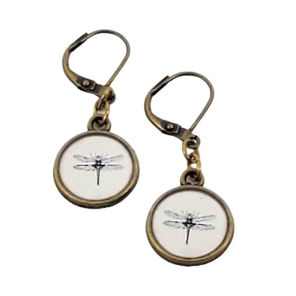 Earrings - Dragonfly Antiqued Brass by Christine Stoll | Altered Relics