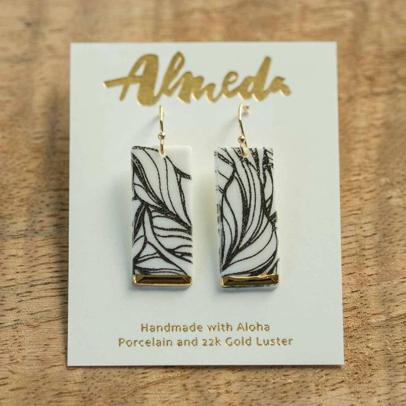 Earrings – Drops – Botanical Rectangle by Almeda Jewelry