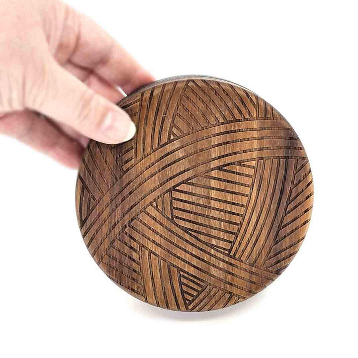 Box - 5in - Yarn Cat Round (Walnut ) by Saving Throw Pillows