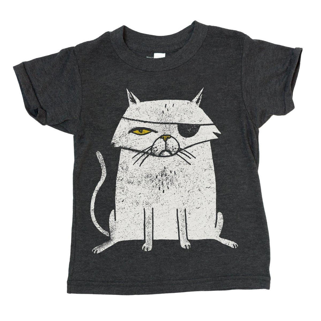 Kids Tee - Evil Cat Charcoal Black Tee (2T - 12) by Factory 43