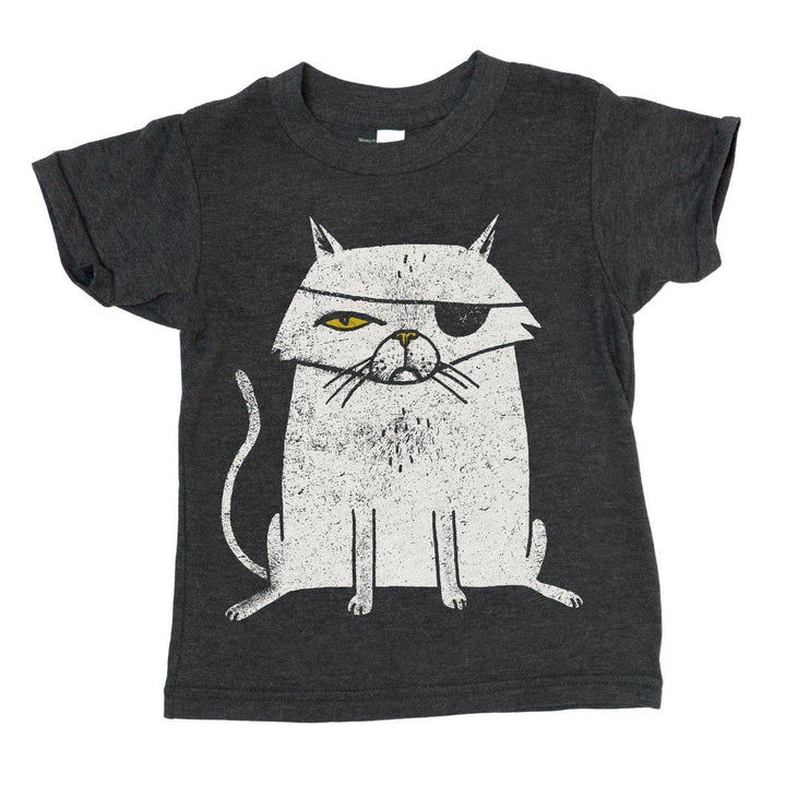 Kids Tee - Evil Cat Charcoal Black Tee (2T - L) by Factory 43