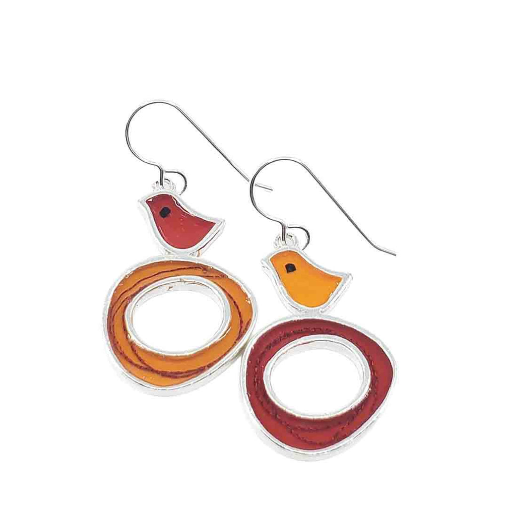 Earrings - Bird Nest (Red Orange) by Happy Art Studio