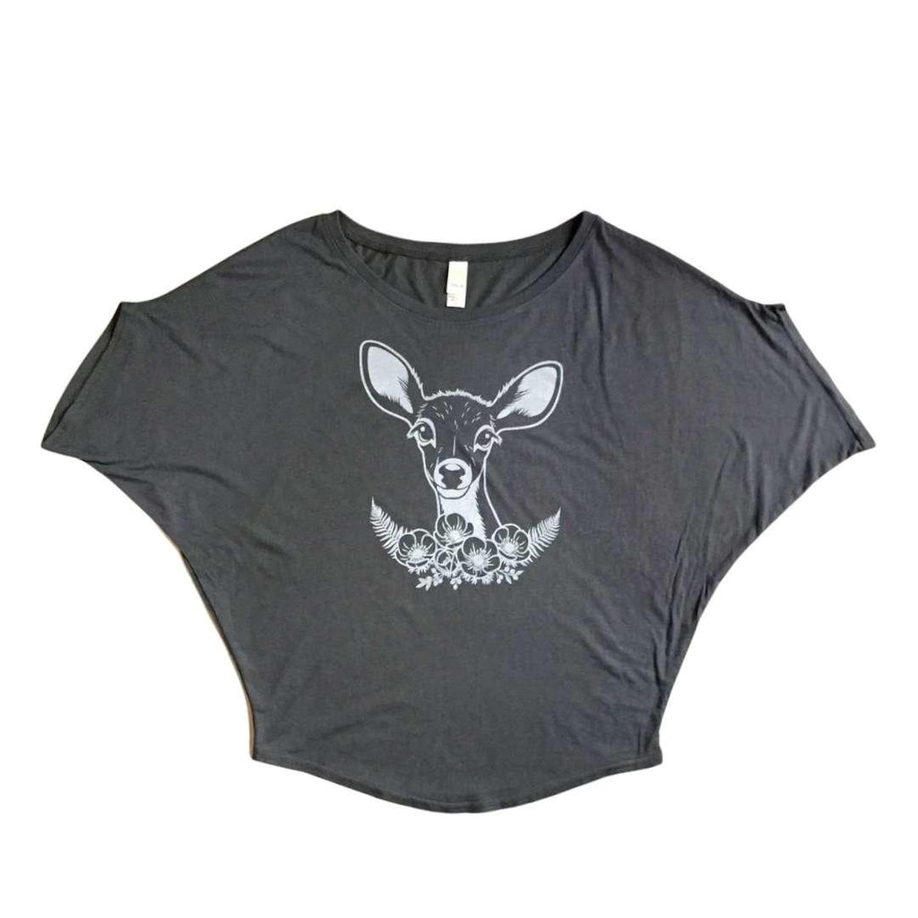 Short Sleeve - Gray Deer Dolman Shirt by Uzura