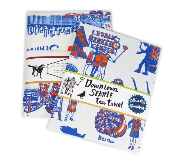 Tea Towels - Downtown Seattle by Oliotto
