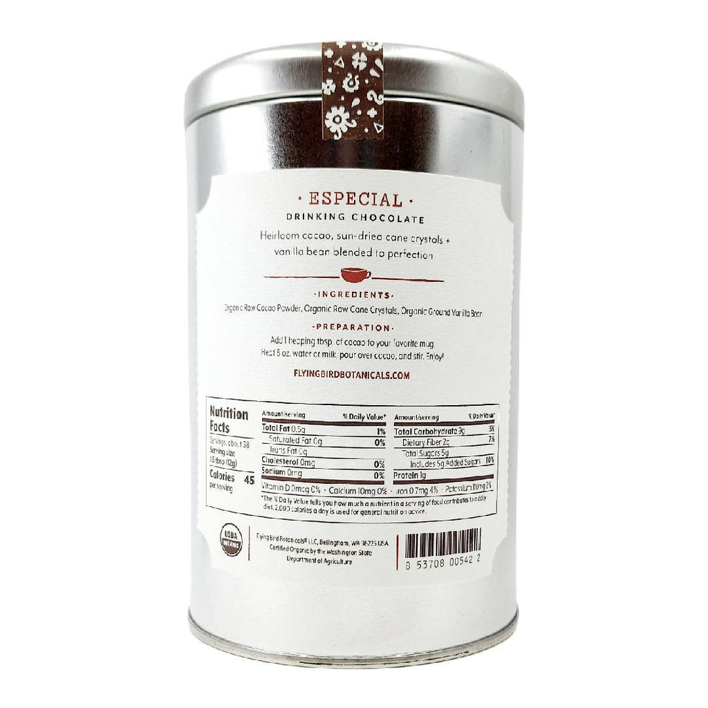 Cacao - 16oz - Especial Extra Large Tin Cocoa by Flying Bird Botanicals