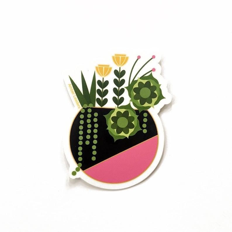 Sticker -  Succulent Planter (Pink) by Amber Leaders Designs