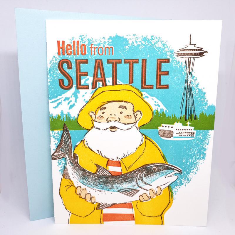 Card - Seattle - Fisherman Hello from Seattle by Ilee Papergoods