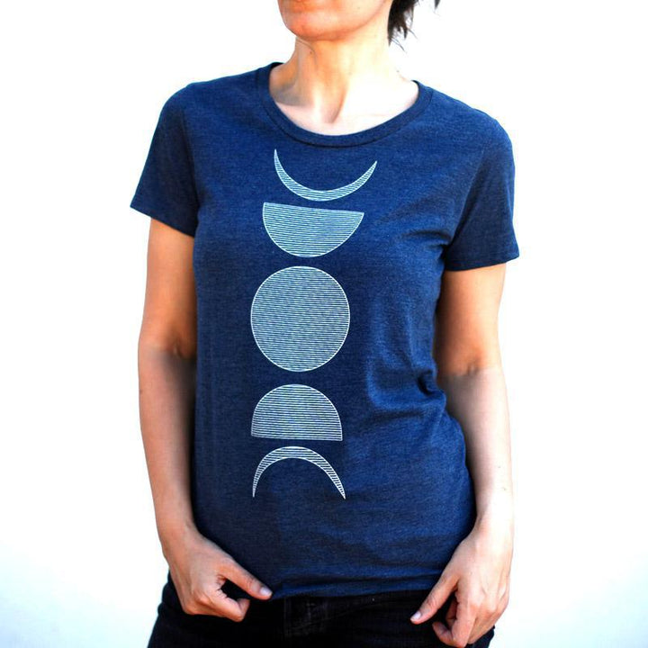 Slim Crew Neck - Heather Navy Moon Phase (S - 2X) by Blackbird Supply Co.