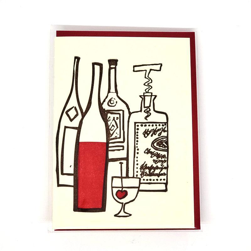 Card - Love & Friends - Drinks Wine Bottles by Ilee Papergoods