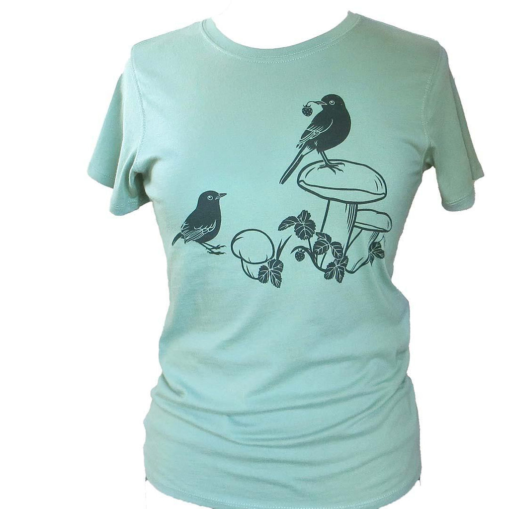 Short Sleeve - Sage Bird on Mushroom (S - 2X) by Uzura