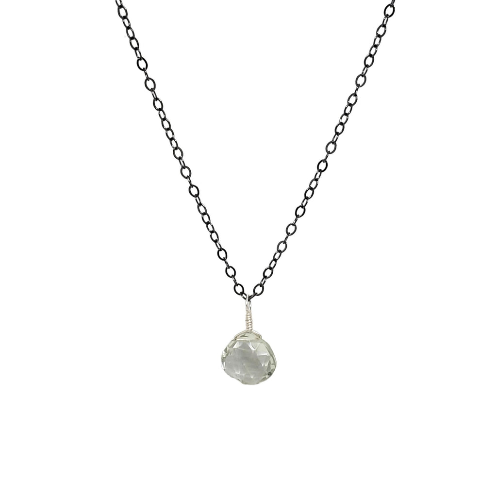 Necklace - Prasiolite Gemstone Oxidized Sterling by Foamy Wader