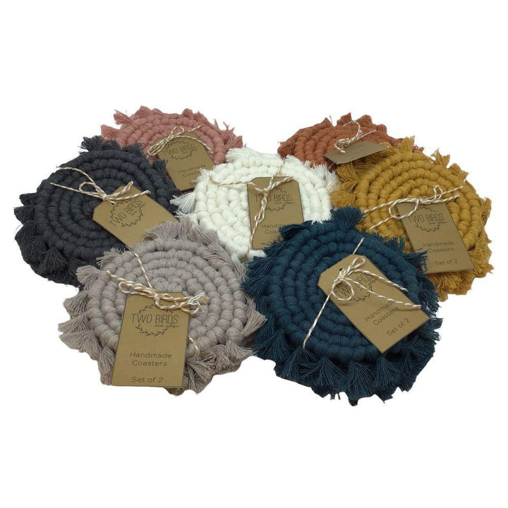 Coasters - Macrame Coasters Set of 2 by Two Birds Eco Shop (Assorted Colors)