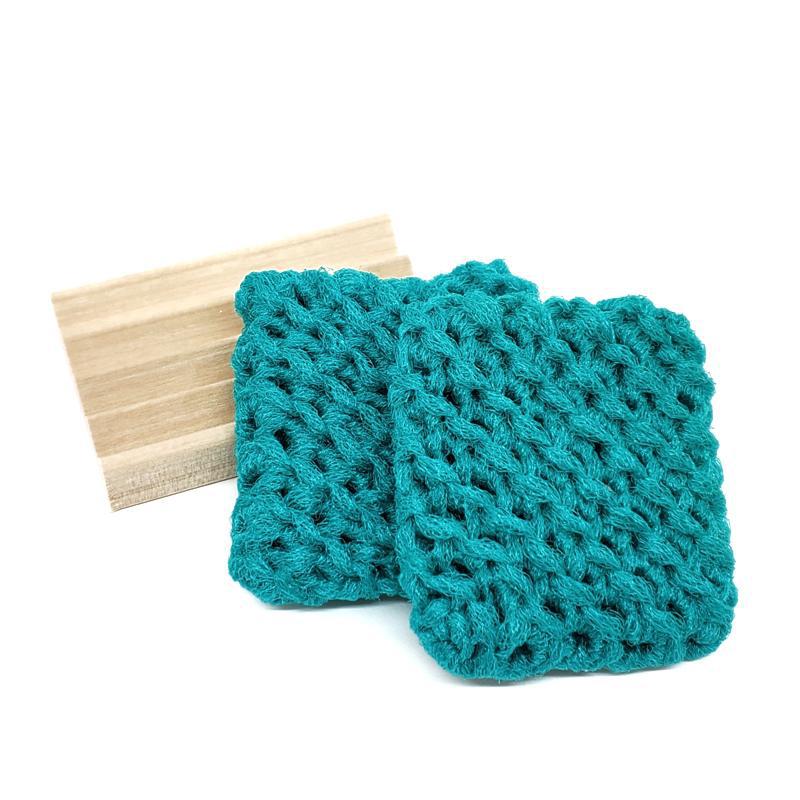 Scrubbies - Set of 2 with Wooden Dish (Teal) by Dot and Army