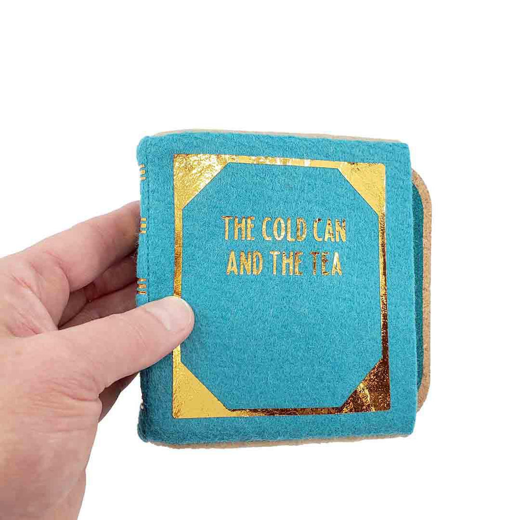 Coasters - Set of 6 - The Cold Can and the Tea Library (Assorted Colors) Set of 6 by Dirtsa Studio