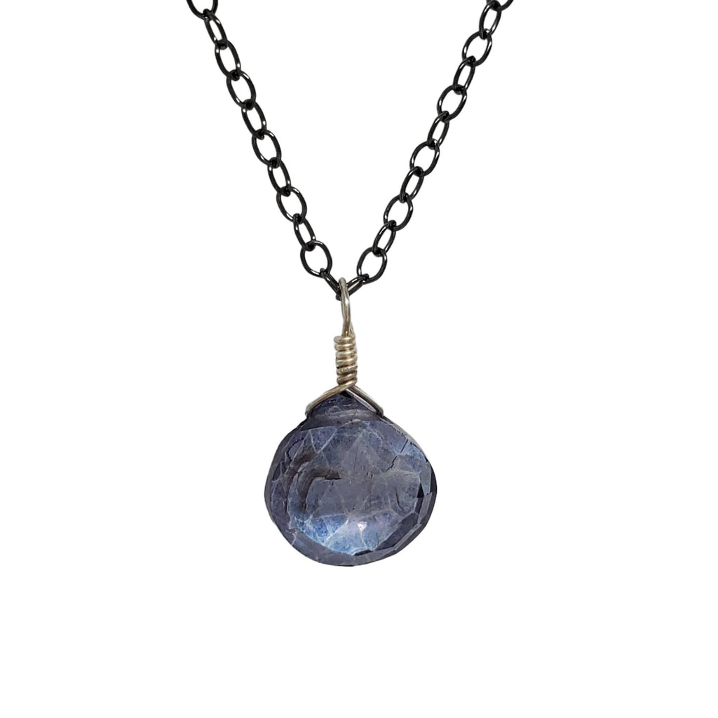 Necklace - Azure Blue Mystic Quartz Gemstone Oxidized Sterling by Foamy Wader