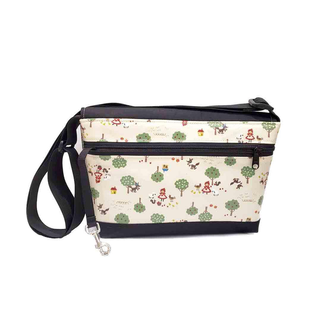 Messenger Bag - Short - Little Red Riding Hood and Farm Animals on Linen - Reinforced by Laarni and Tita