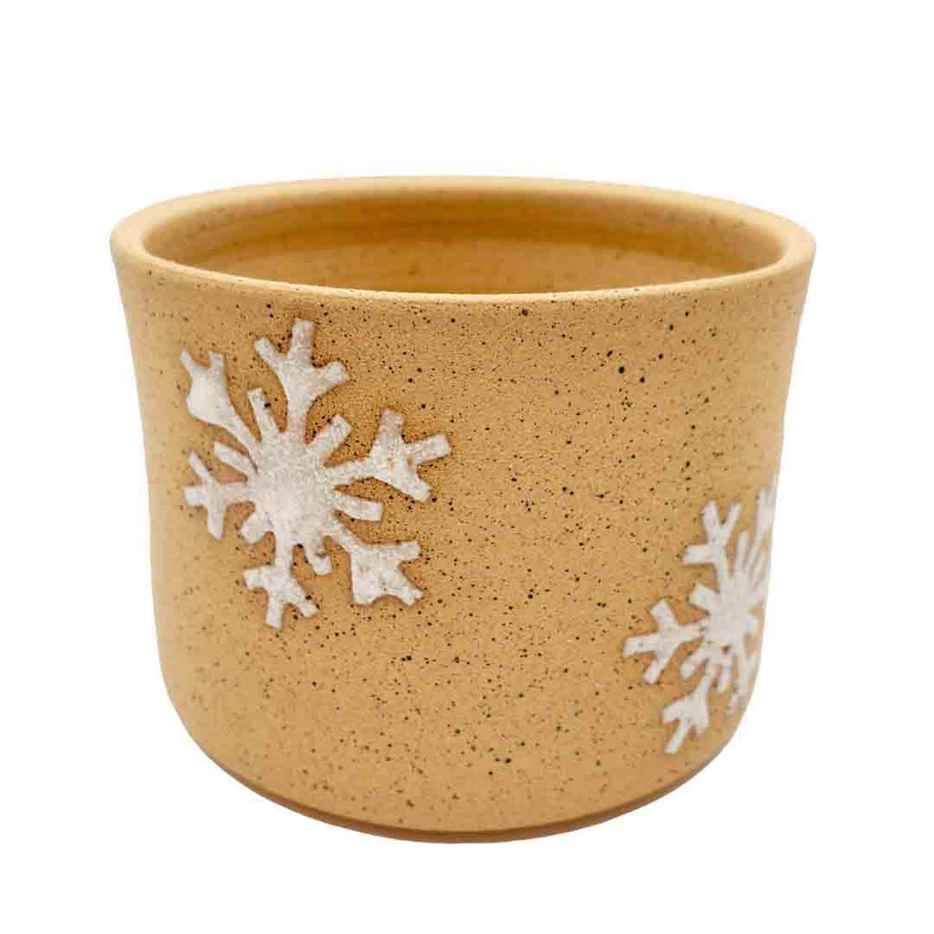 Pot - Large - White Snowflakes by Kathy Manzella Ceramics