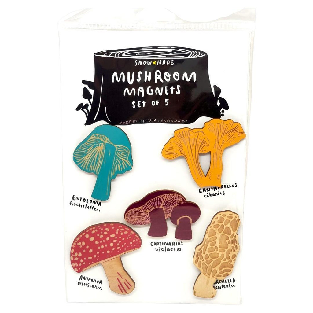 Magnets - Set of 5 - Wooden Mushrooms (Series 1 and 2) by SnowMade