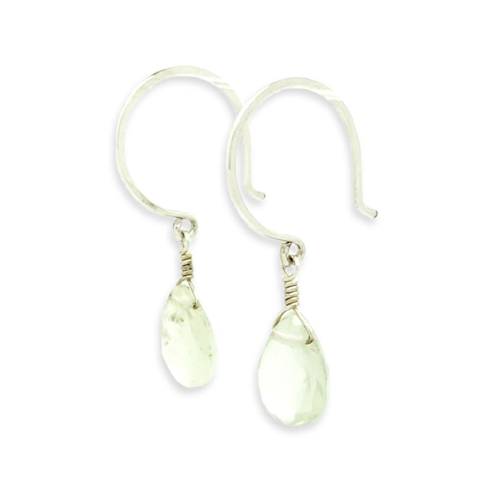 Earrings - Pale Green Prehnite Gemstone Drops Sterling by Foamy Wader