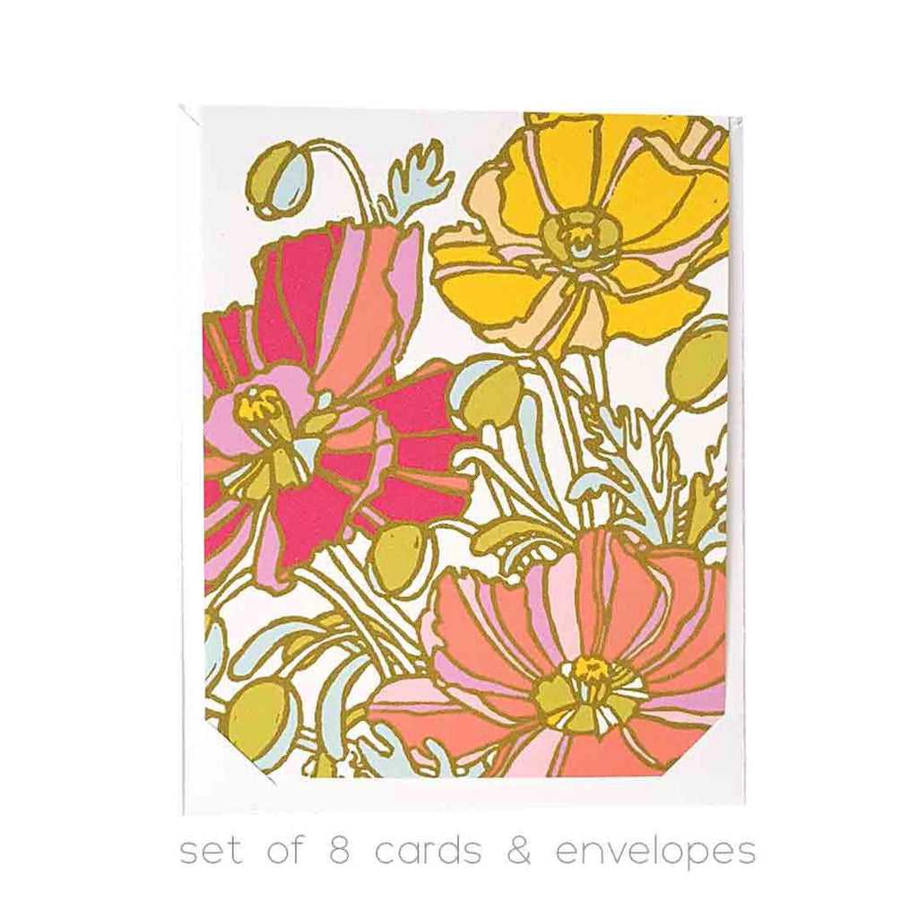 Card Set of 8 - Icelandic Poppies Cards - by Little Green