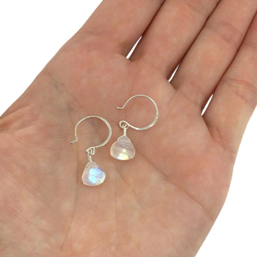 Earrings - Rainbow Moonstone Gemstone Drops Sterling by Foamy Wader
