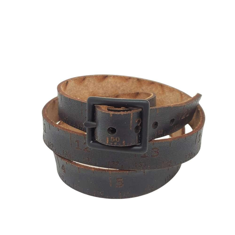 Bracelet - SM - Triple Wrap Black Leather Tape Measure (Oxidized Buckl –  The Handmade Showroom