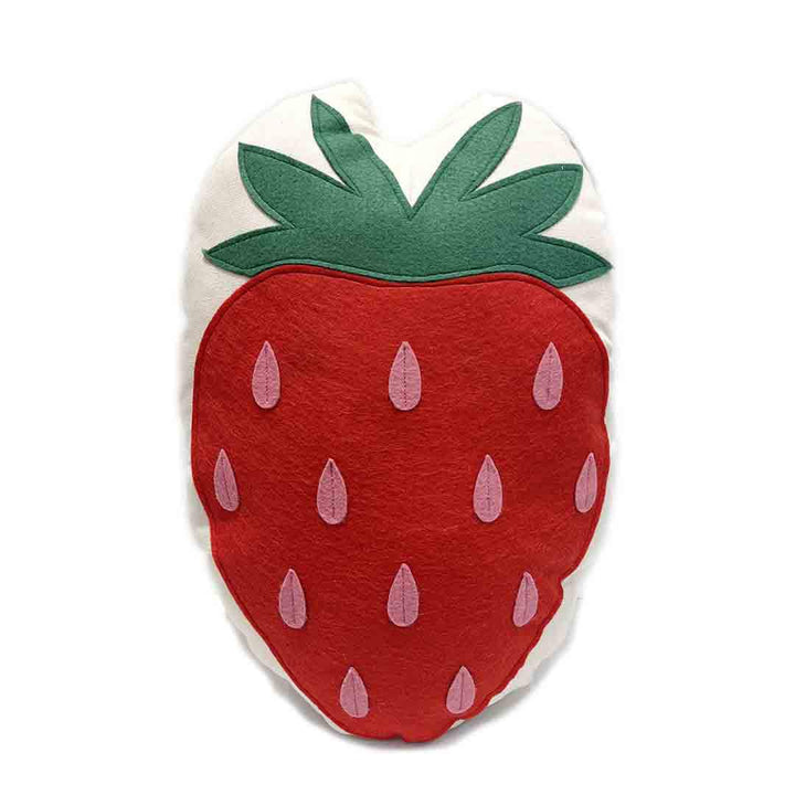 Pillow - Strawberry - Felt Applique on Canvas by Dirtsa Studio