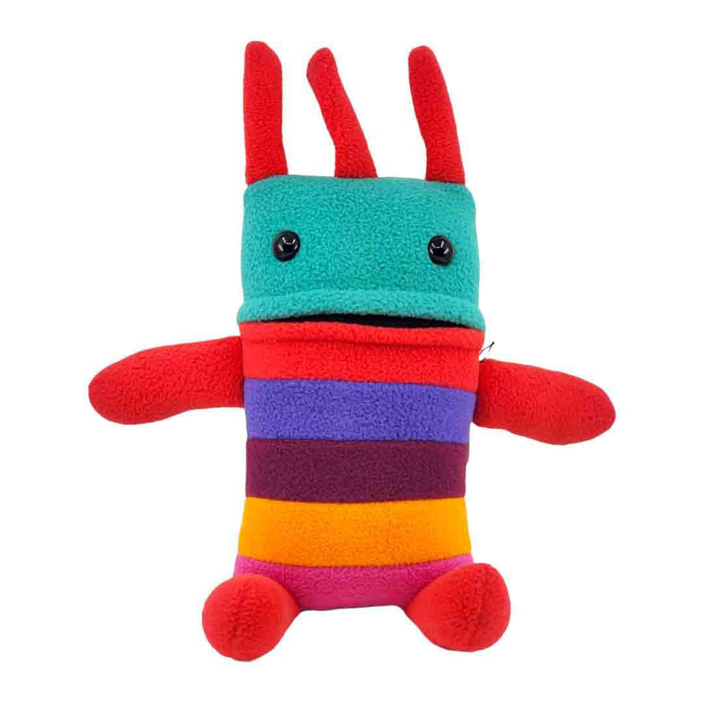 Plush - Mini Creature (Turquoise Red Multi Stripes) by Mr. Sogs