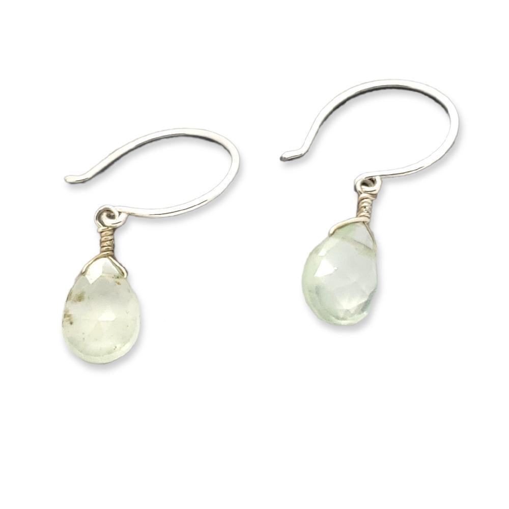 Earrings - Pale Green Prehnite Gemstone Drops Sterling by Foamy Wader