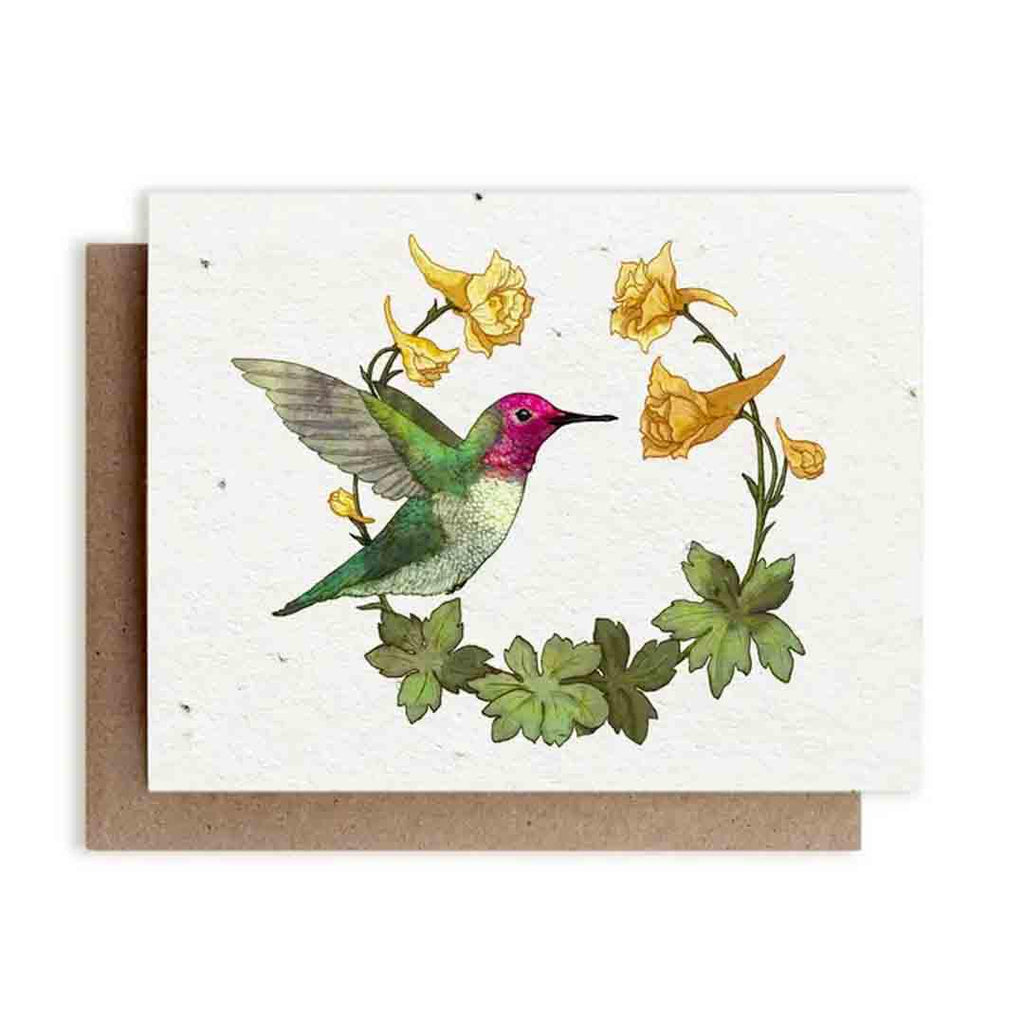 Card - Anna's Hummingbird Larkspur Herb Seed Card by Small Victories (formerly The Bower Studio)