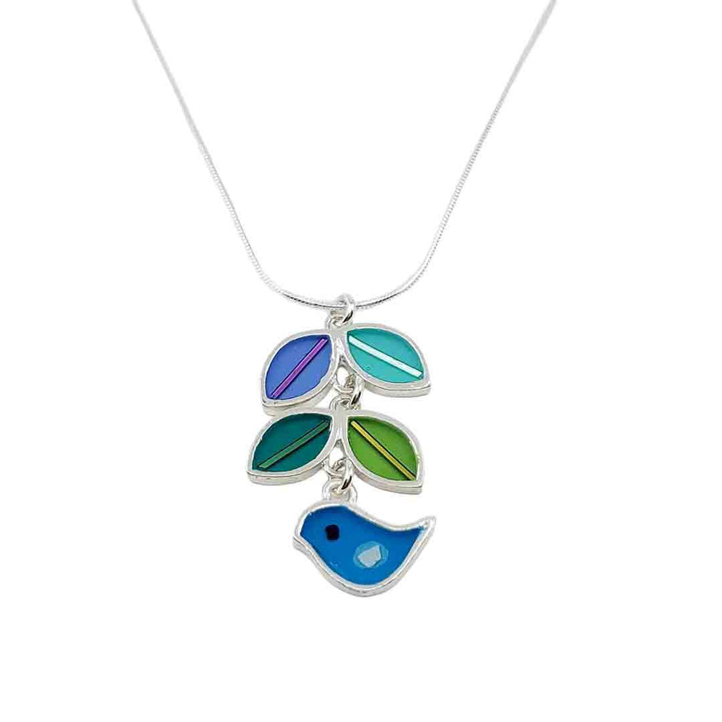 Necklace - Bird Vine (Turquoise) by Happy Art Studio