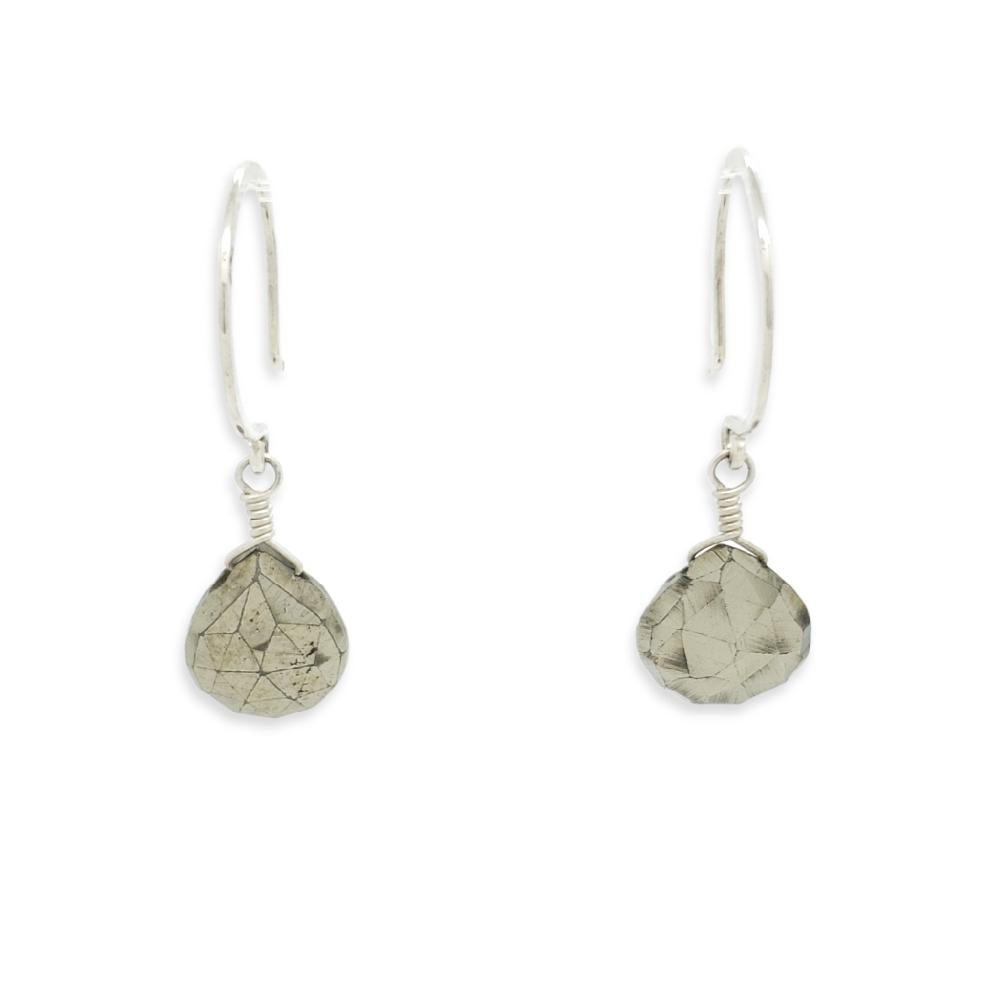Earrings -  Pyrite Gemstone Drops Sterling by Foamy Wader