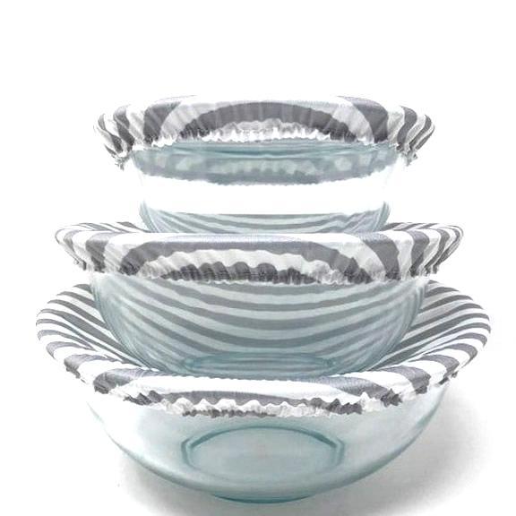 Bowl Covers - Gray Stripes Set of 3 by Semi-Sustainable Goods