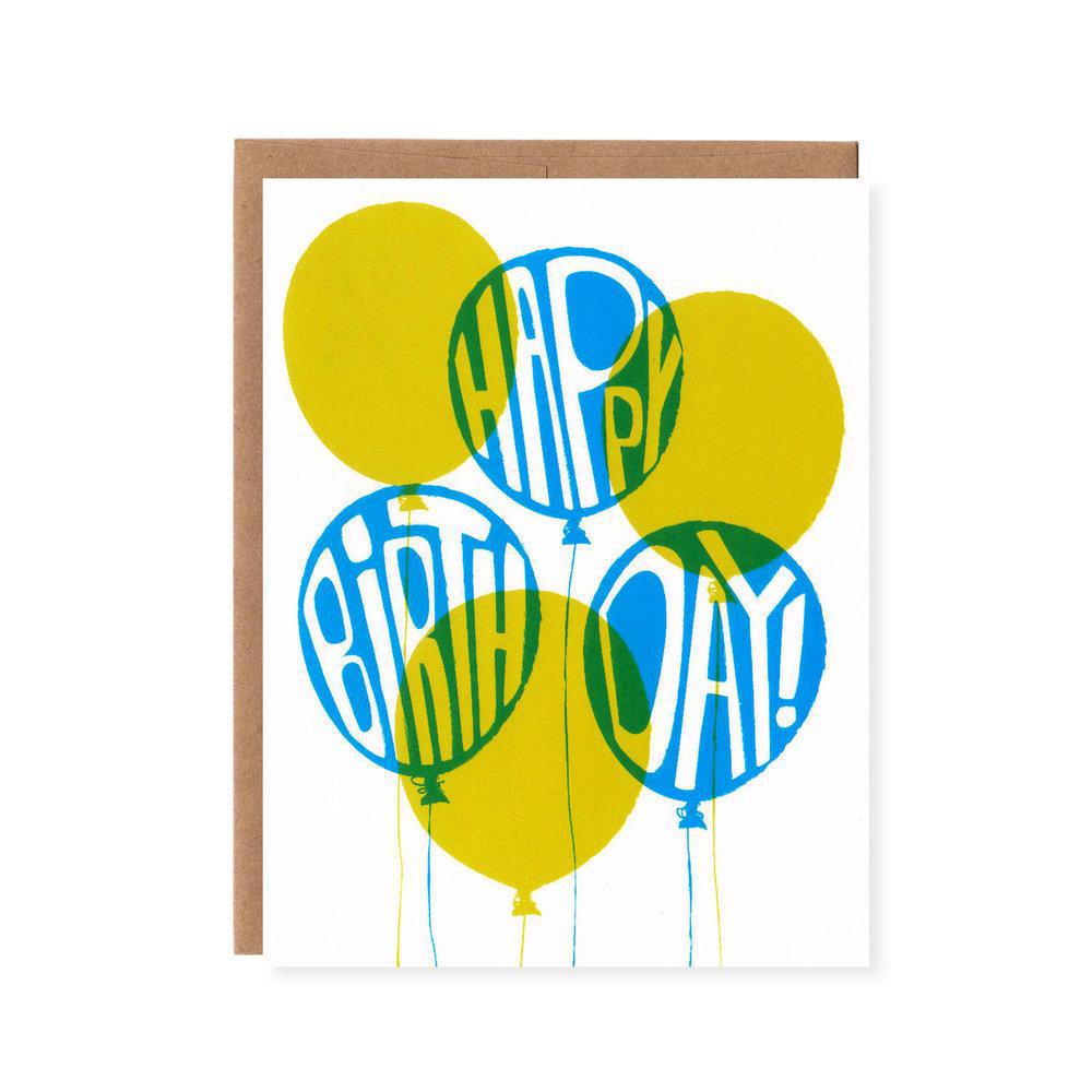 Card - Birthday - Birthday Balloons Blue Green by Orange Twist