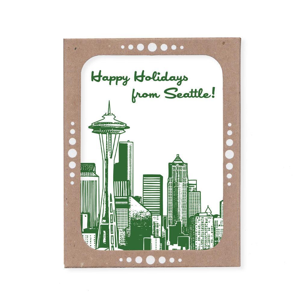 Card Set of 6 - Holiday - Green Seattle Holiday by Orange Twist
