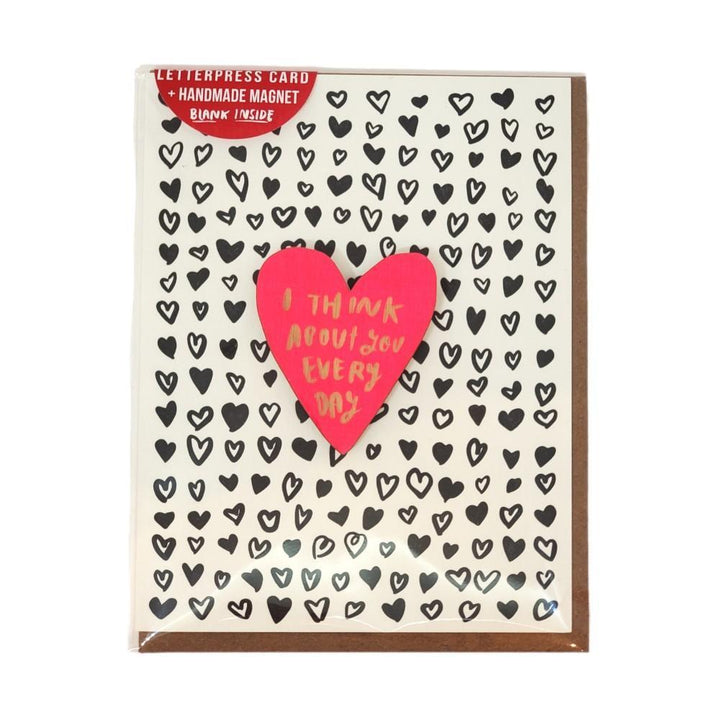 Magnet Card - I Think About You Every Day - Pink Heart by SnowMade