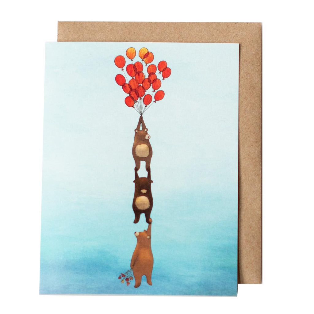 Card - Birthday - Bears and Balloons by Red Umbrella Designs