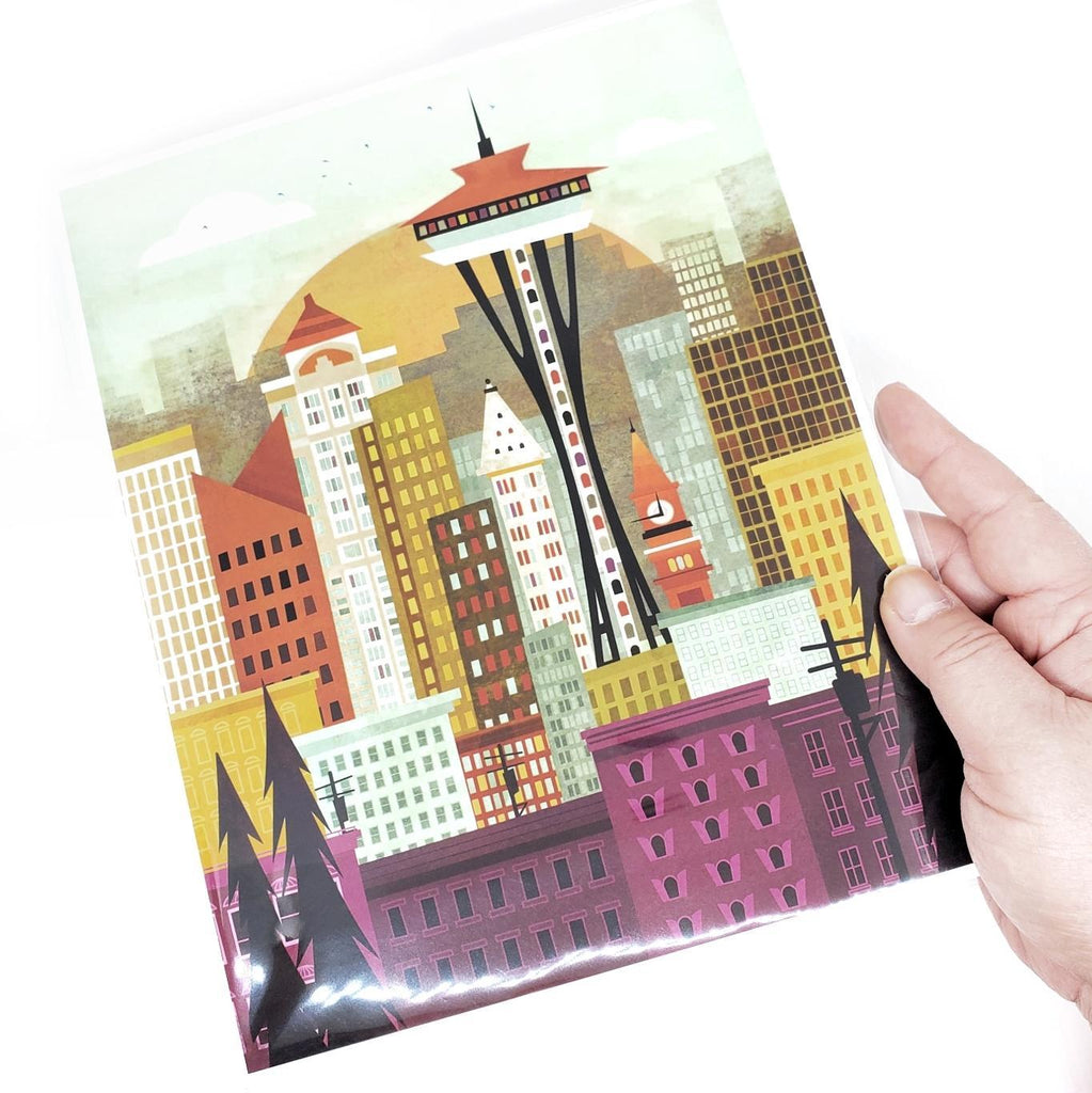 Art Print - Seattle Space Needle Skyline (2 sizes) by Amber Leaders Designs